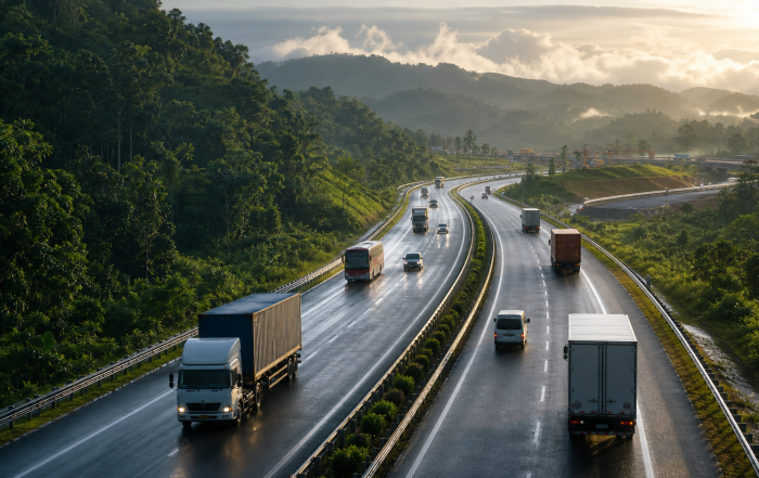 Kenderaan perdagangan di Lebuhraya Pan Borneo Sarawak