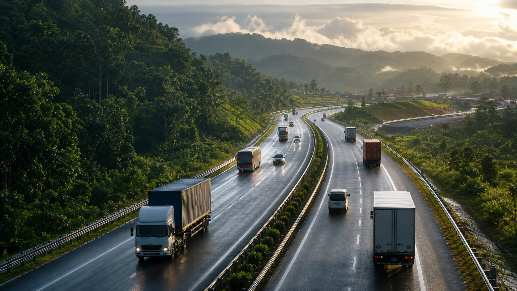 Kenderaan perdagangan di Lebuhraya Pan Borneo Sarawak